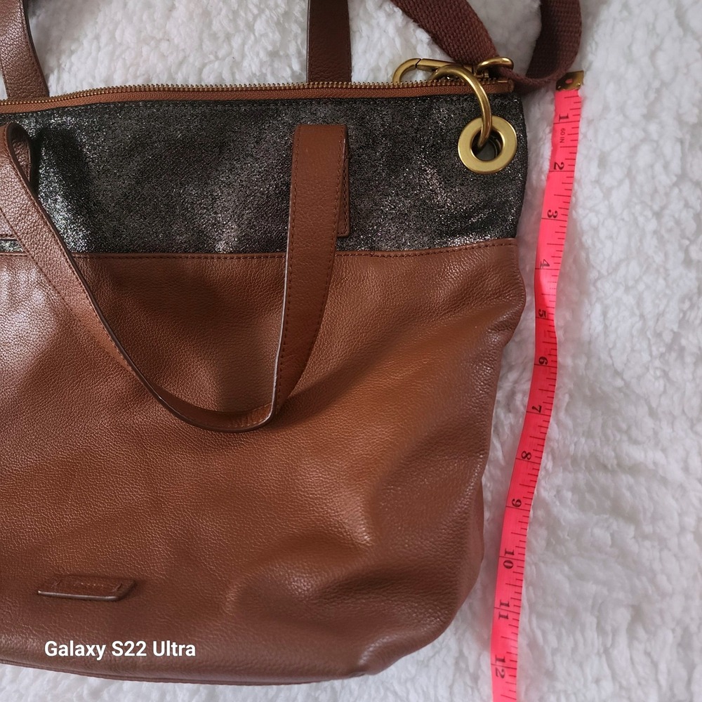 Fossil Keely crossbody tote bag in brown Leather Adjustable Strap - Picture 14 of 16